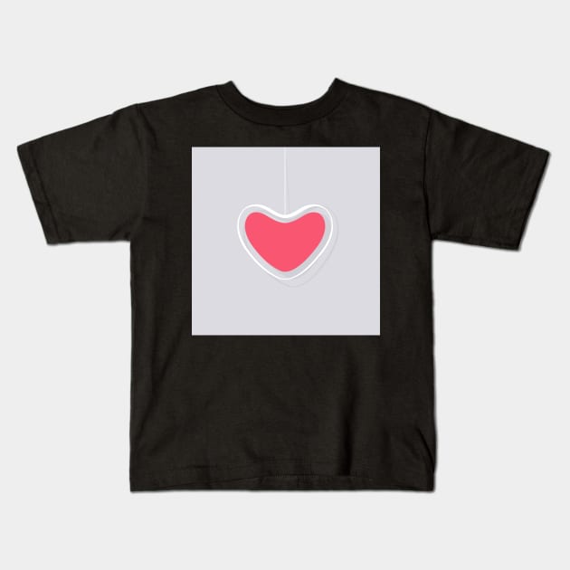 Single Hanging Heart Kids T-Shirt by Whatastory